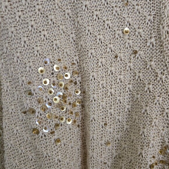 Ann Taylor Petites Beige Sequin Wrap Silk Blend Sweater Size SP - Picture 4 of 7